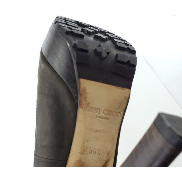 Jimmy Choo Shearling Lined Platform Leather Ankle Boots Brown Womens 39.5 US 9.5 - Picture 8 of 12